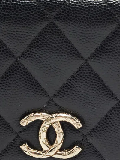 Pre-owned Chanel Quilted Wallet In Black