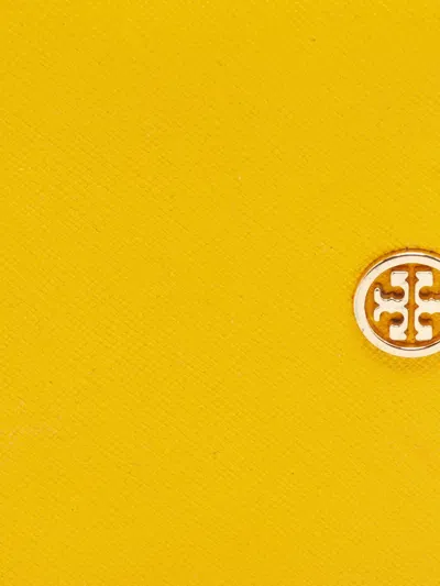 Pre-owned Tory Burch Fleming Quilted Wallet In Yellow