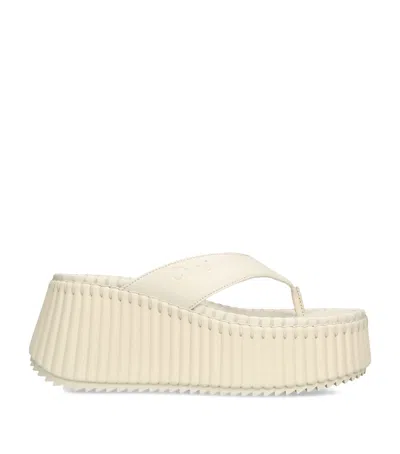 Chloé Leather Nama Platform Thong Sandals 50 In Neutral