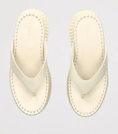 Chloé Leather Nama Platform Thong Sandals 50 In Neutral