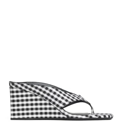 Alaïa Cube Checkered Wedge Sandals In Black