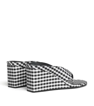 Alaïa Cube Checkered Wedge Sandals In Black