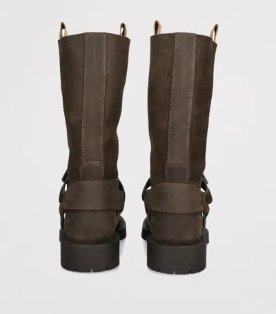 Burberry Soft Saddle Suede Knee-high Boots In Brown