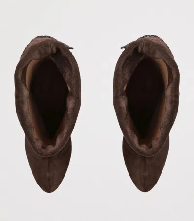Isabel Marant Dalby Draped Suede Ankle Boots With Pointed Toe And Cone Heel In Brown