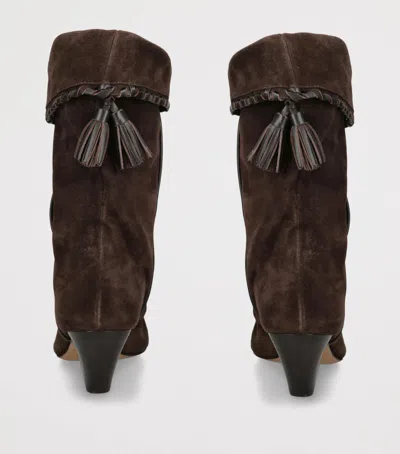 Isabel Marant Dalby Draped Suede Ankle Boots With Pointed Toe And Cone Heel In Brown