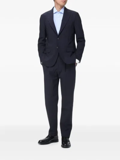 Eleventy Single-breasted Wool-blend Suit In Blue
