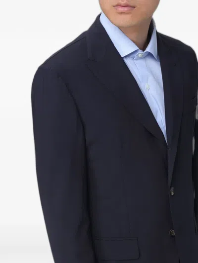 Eleventy Single-breasted Wool-blend Suit In Blue