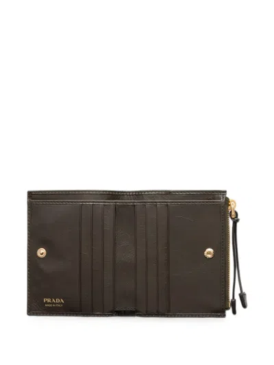 Prada Small Leather Wallet In Brown