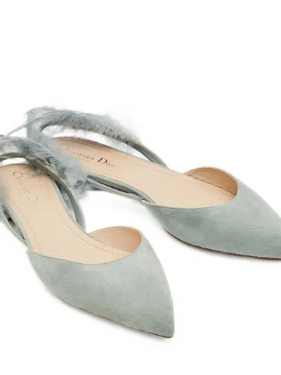 Pre-owned Dior Slingback Flat Pumps In Blue