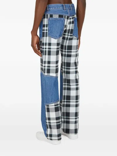 (d)ivision Checked-panel Patchwork Jeans In Blue