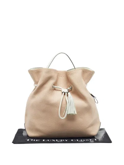 Pre-owned Lancel Drawstring Bucket Bag In Neutral
