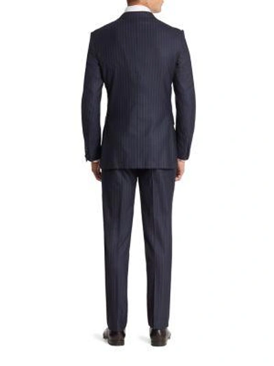 Shop Ermenegildo Zegna Pinstriped Wool & Silk Blend Suit In Navy