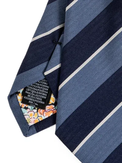 Paul Smith Diagonal-stripe Herringbone-weave Tie In Multi