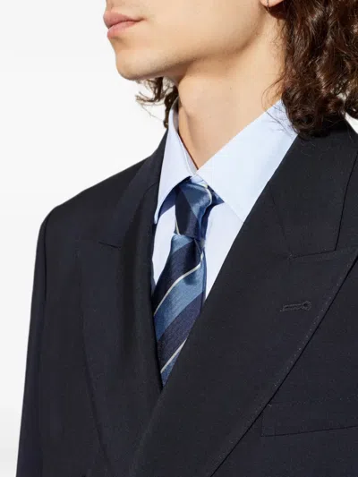 Paul Smith Diagonal-stripe Herringbone-weave Tie In Multi