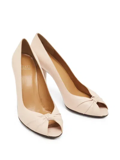 Pre-owned Stuart Weitzman Knot Peep-toe Pumps In Neutral