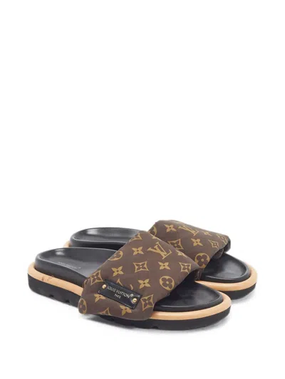Pre-owned Louis Vuitton Pool Pillow Monogram Slide Sandals In Brown