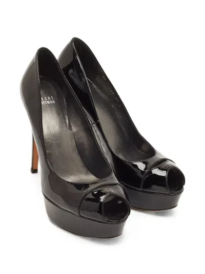 Pre-owned Stuart Weitzman Peep-toe Platform Pumps In Black