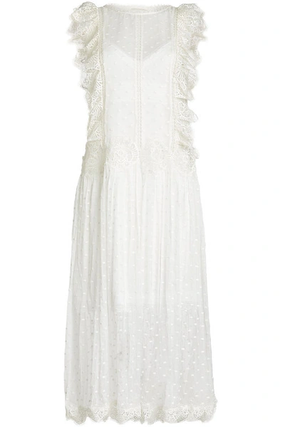 Zimmermann Embroidered Silk Dress With Crochet In White