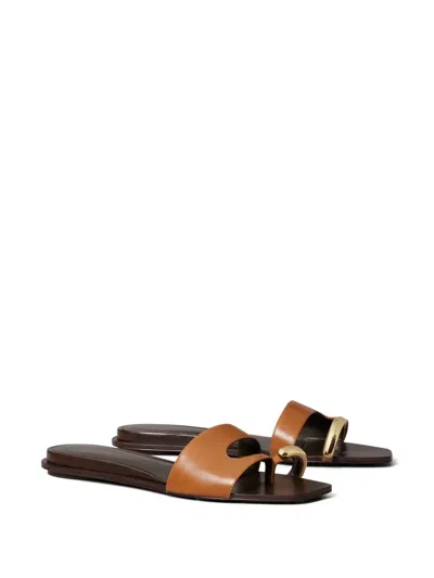 Tory Burch Pierced Slides In Brown