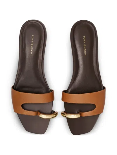 Tory Burch Pierced Slides In Brown