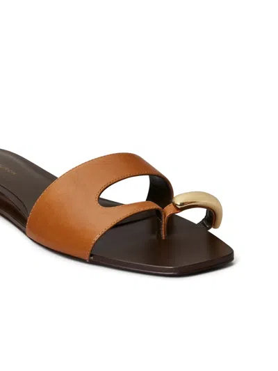 Tory Burch Pierced Slides In Brown