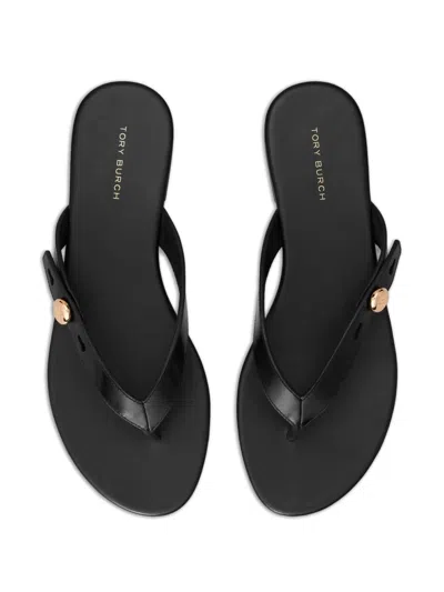 Tory Burch Romy Flat Sandals In Black