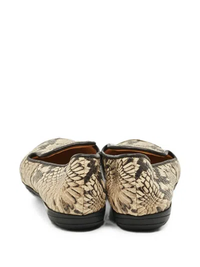 Pre-owned Giuseppe Zanotti Vintage Python-embossed Slippers In Neutral