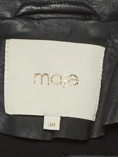 Pre-owned Maje Basalt Biker Jacket In Black