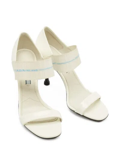 Pre-owned Prada Leather Heeled Pumps In White