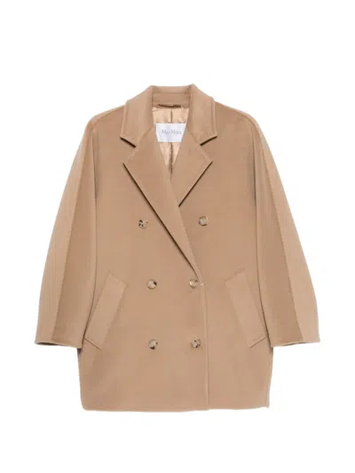 Max Mara Rebus Double-breasted Notched-lapels Coat In Brown
