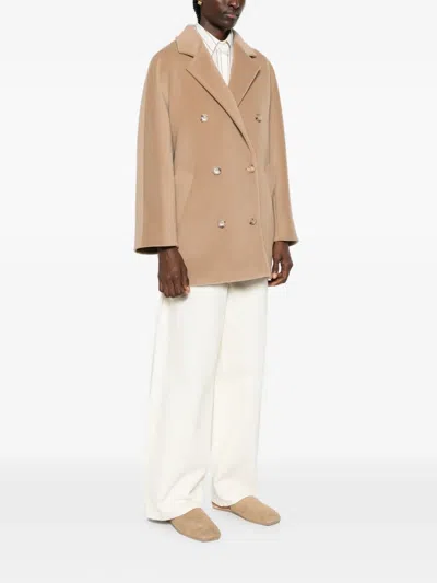 Max Mara Rebus Double-breasted Notched-lapels Coat In Brown