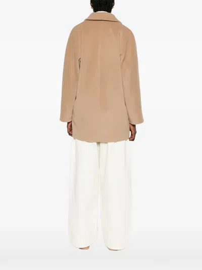 Max Mara Rebus Double-breasted Notched-lapels Coat In Brown