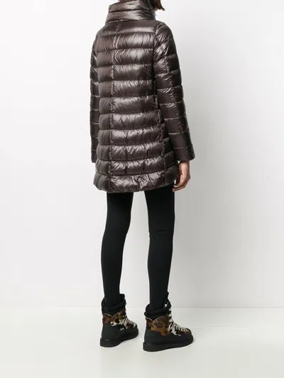 Herno Trapeze Down Jacket With High Collar In Brown