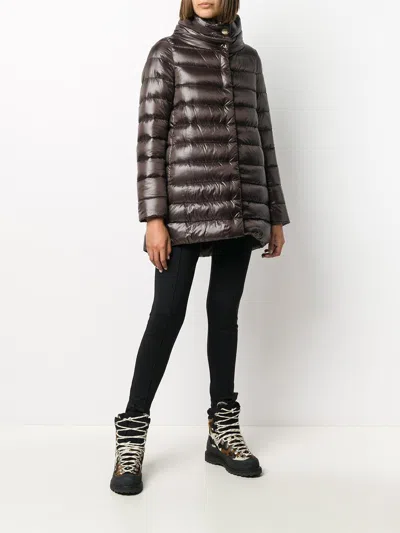 Herno Trapeze Down Jacket With High Collar In Brown