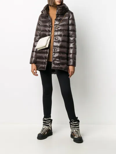 Herno Trapeze Down Jacket With High Collar In Brown