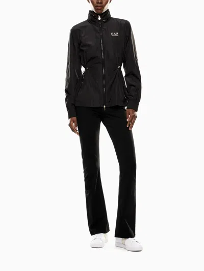 Ea7 Drawstring-waist Bomber Jacket In Black