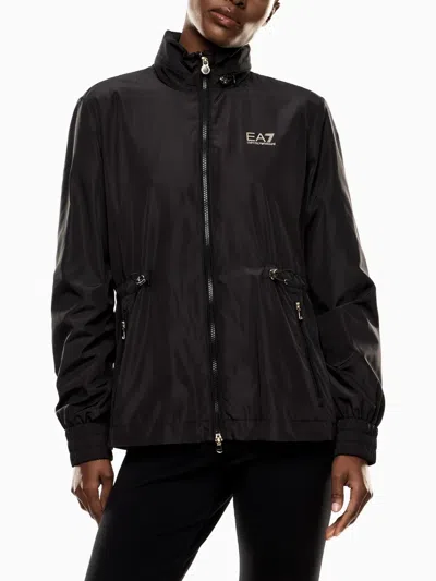 Ea7 Drawstring-waist Bomber Jacket In Black