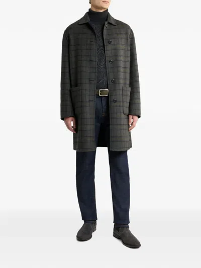 Etro Reversible Wool-blend Coat In Black