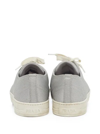 Pre-owned Prada Metallic-effect Sneakers In Silver