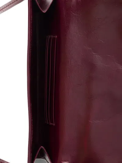 Prada Leather Wallet With Shoulder Strap In Red