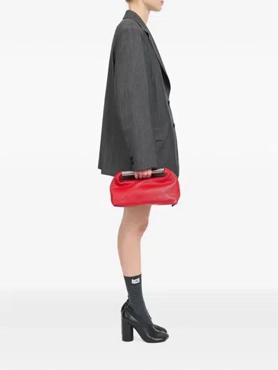 Mm6 Maison Margiela Jappo Rectangular Clutch Textured Leather Handle In Red