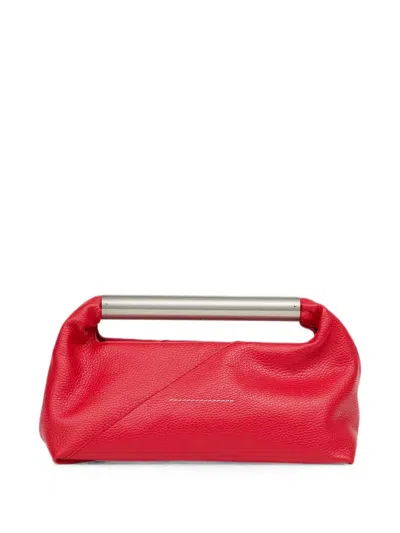 Mm6 Maison Margiela Jappo Rectangular Clutch Textured Leather Handle In Red