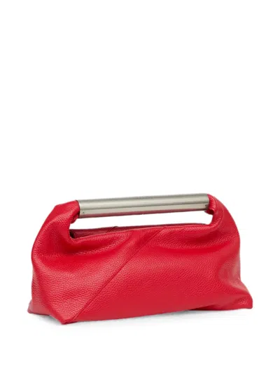 Mm6 Maison Margiela Jappo Rectangular Clutch Textured Leather Handle In Red