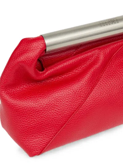 Mm6 Maison Margiela Jappo Rectangular Clutch Textured Leather Handle In Red