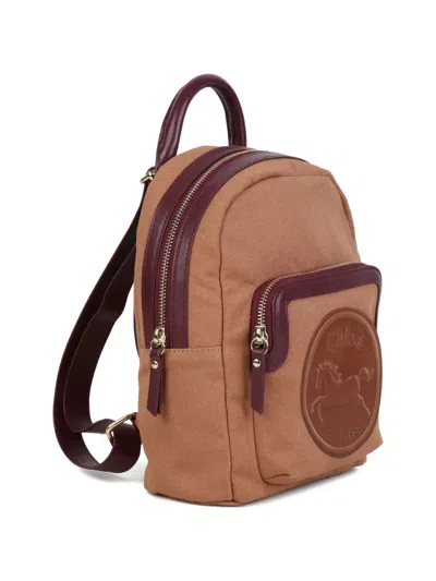Chloé Logo-patch Backpack In Brown
