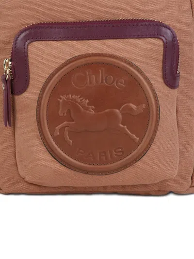 Chloé Logo-patch Backpack In Brown