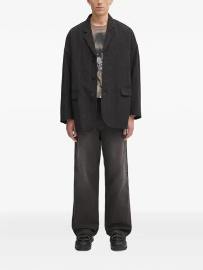 Visvim Pinstripe-pattern Blazer In Black