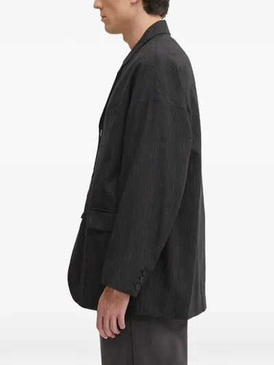 Visvim Pinstripe-pattern Blazer In Black