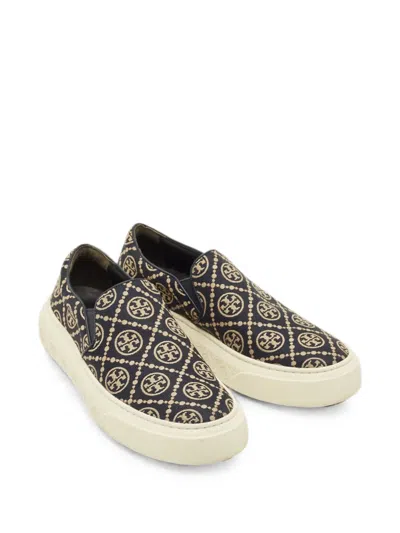 Pre-owned Tory Burch Ladybug Monogram Sneakers In Blue