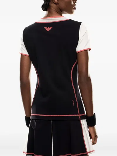 Ea7 Colour-block Panelled T-shirt In Black